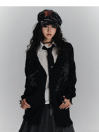 YUKAHOUSE Distressed V-neck Asymmetric Acrylic Women's Cardigans