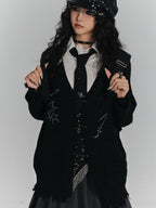 YUKAHOUSE Distressed V-neck Asymmetric Acrylic Women's Cardigans
