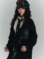 YUKAHOUSE Distressed V-neck Asymmetric Acrylic Women's Cardigans