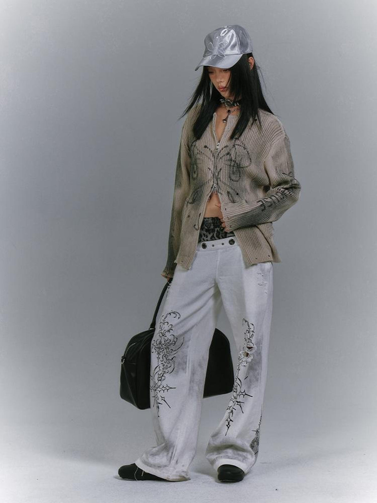 YUKAHOUSE Distressed Washed Zip Up Loose Knit Women's Cardigans