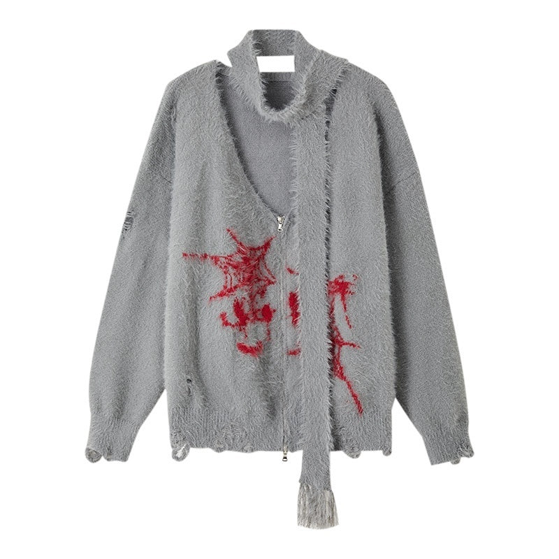 YUKAHOUSE_Distressed_Zip_Up_V-neck_Knit_Women's_Cardigans_742418453407_MISSTT