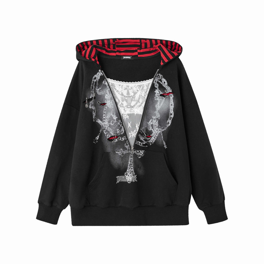 YUKAHOUSE_Fake_Two_Piece_Zip_Striped_Print_Loose_Fit_Women's_Cotton_Hoodies_883559750034_MISSTT