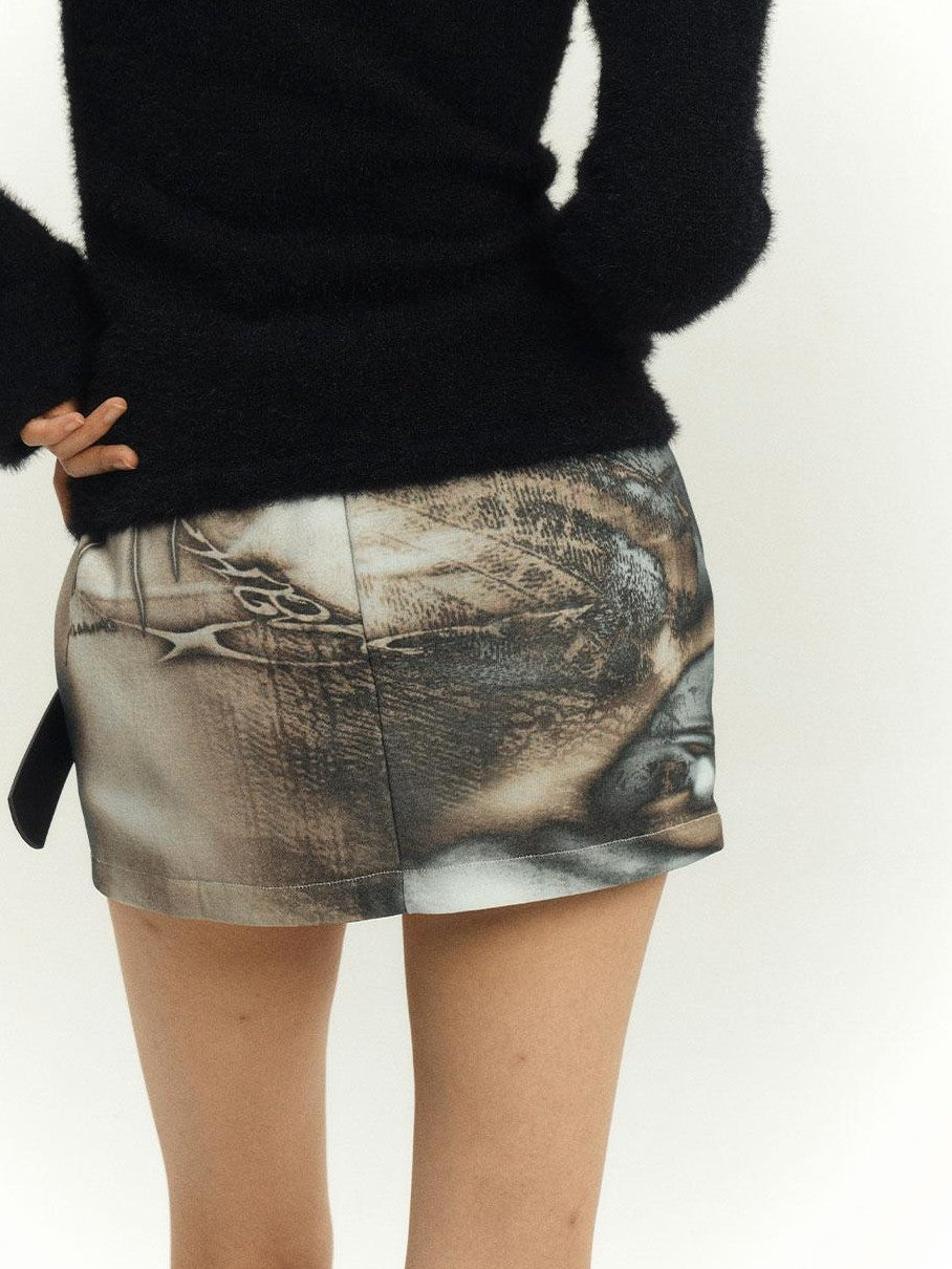 YUKAHOUSE Printed Bodycon Cotton Women's Mini Skirts