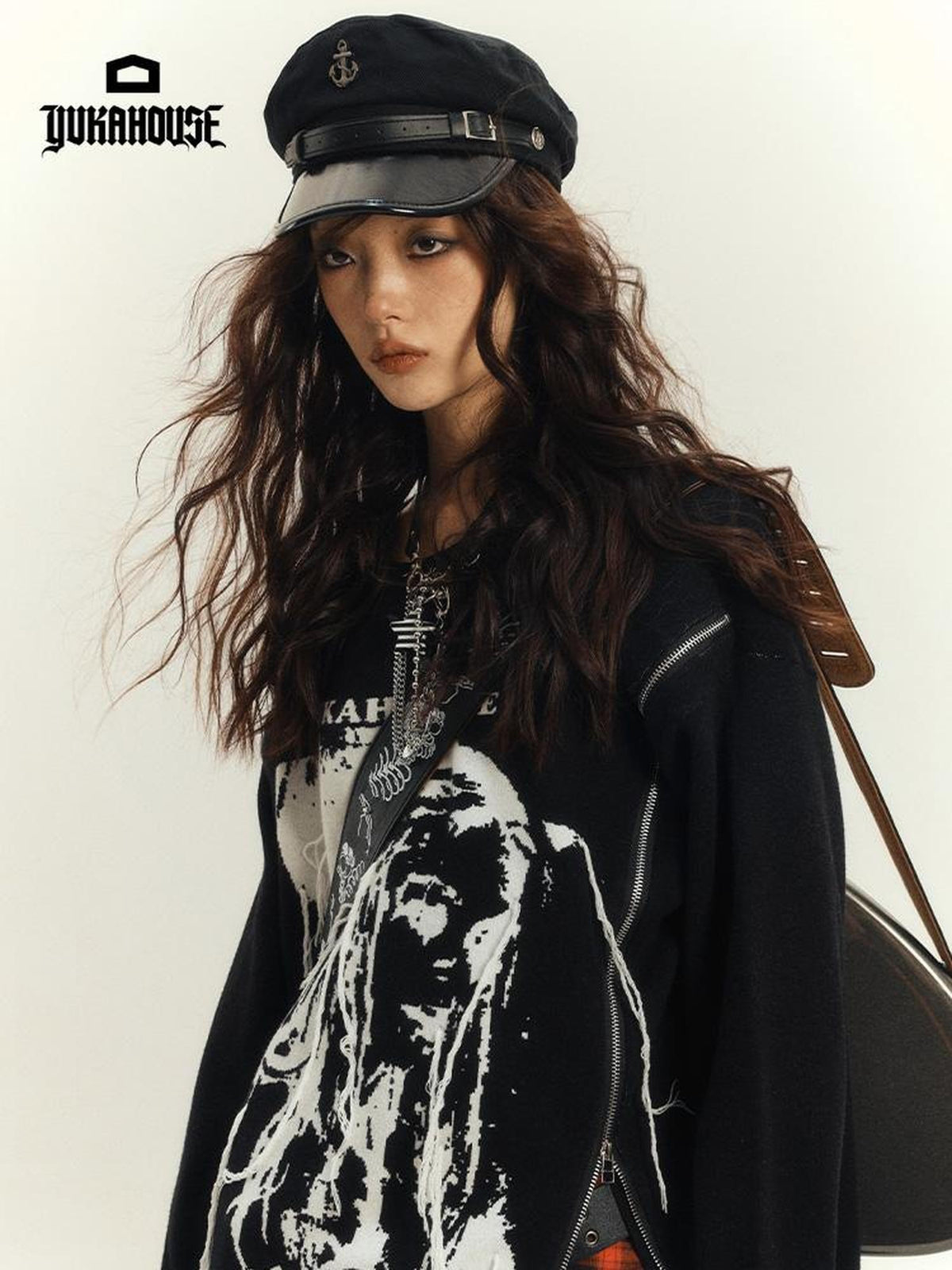 YUKAHOUSE Printed Loose Fit Women's Knit Long Sleeve Sweaters