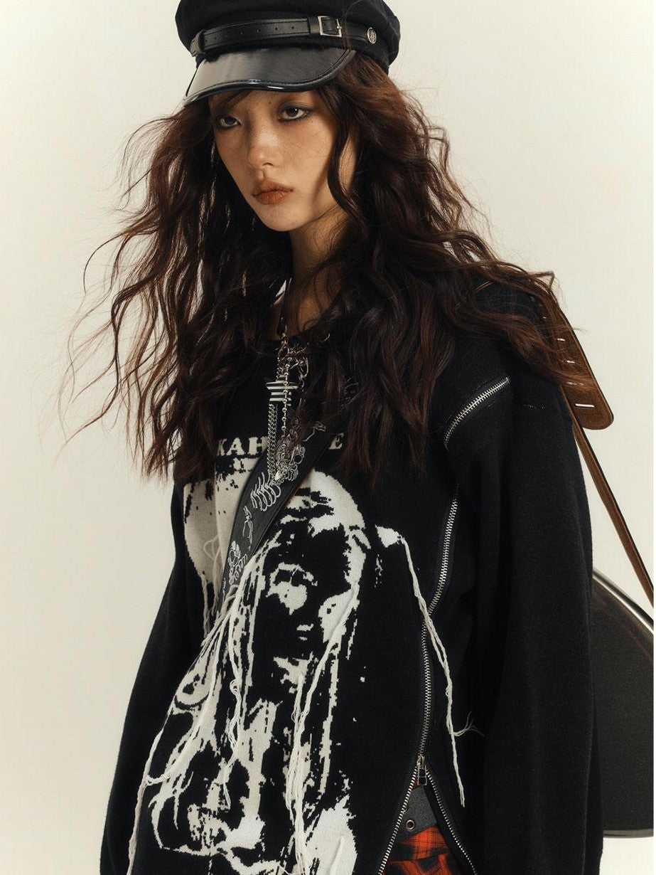YUKAHOUSE Printed Loose Fit Women's Knit Long Sleeve Sweaters