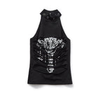 YUKAHOUSE_Punk_Skull_Print_Cutout_Layered_Halter_Neck_Slim_Fit_Cotton_Women's_Tank_Tops_1046701017609_MISSTT