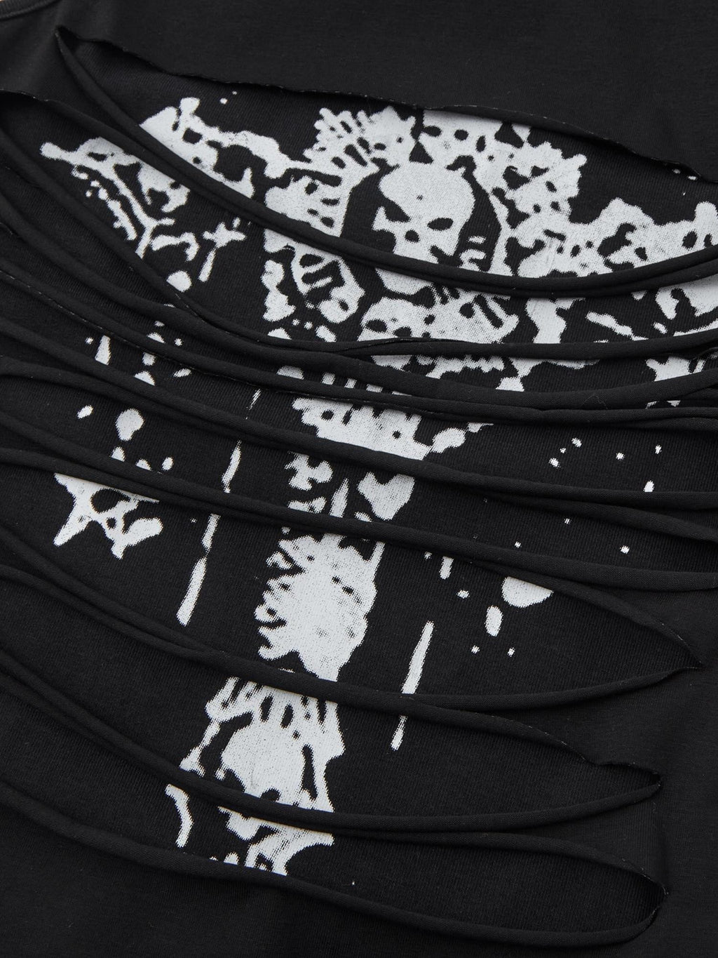 YUKAHOUSE Punk Skull Print Cutout Layered Halter Neck Slim Fit Cotton Women's Tank Tops
