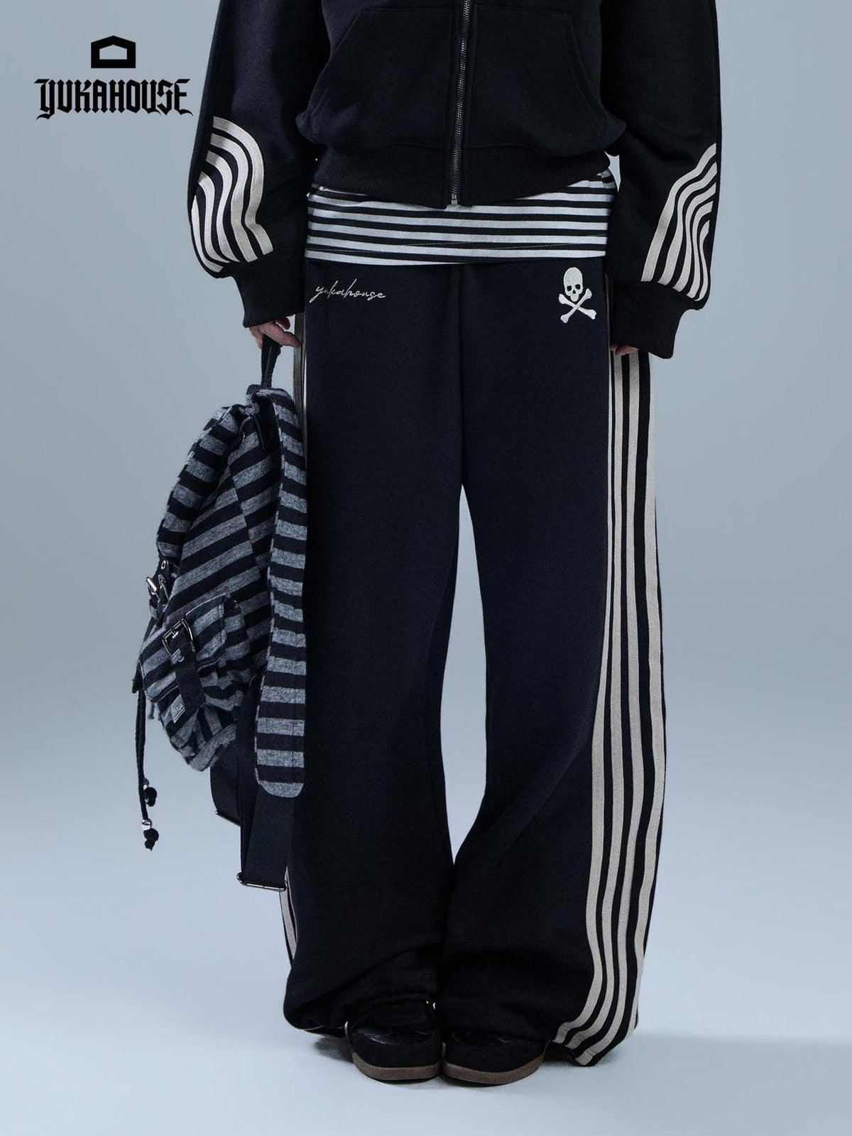 YUKAHOUSE Striped Embroidered American Women's Cotton Straight Pants