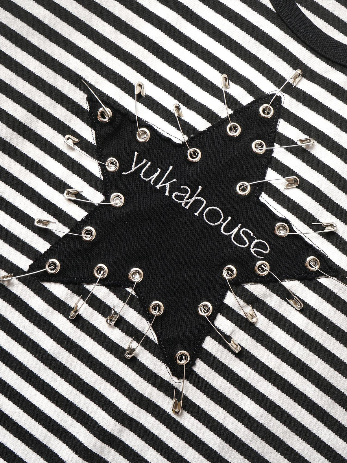YUKAHOUSE Striped Embroidered Loose Fit Women's Cotton Blend Long Sleeve T-shirts