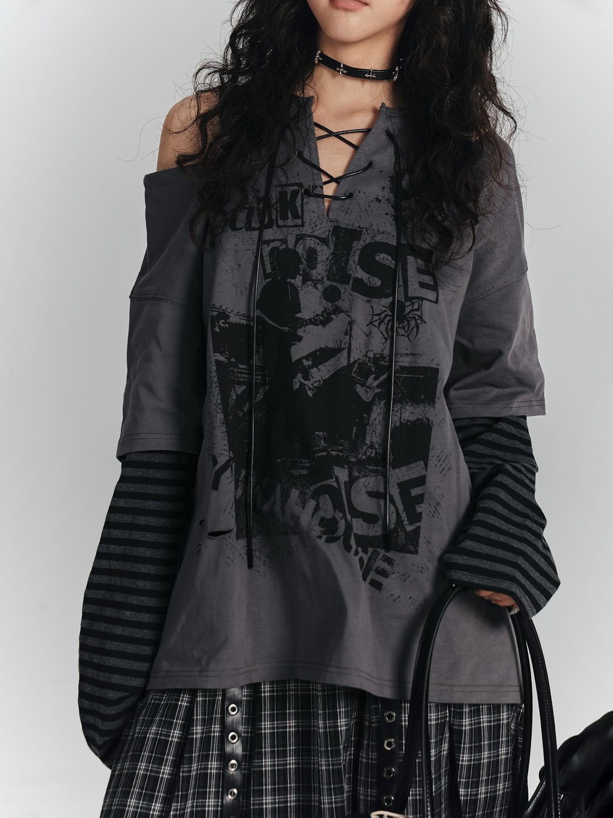 YUKAHOUSE Striped Print Patchwork Hooded Women's Cotton Long Sleeve T-shirts