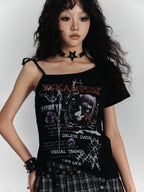 YUKAHOUSE Vintage Graphic Print Slim Fit Cotton Blend Women's Short Sleeve T-shirts