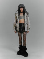 YUKAHOUSE Vintage Plaid Patchwork Pu Leather A Line Women's Polyester Mini Skirts