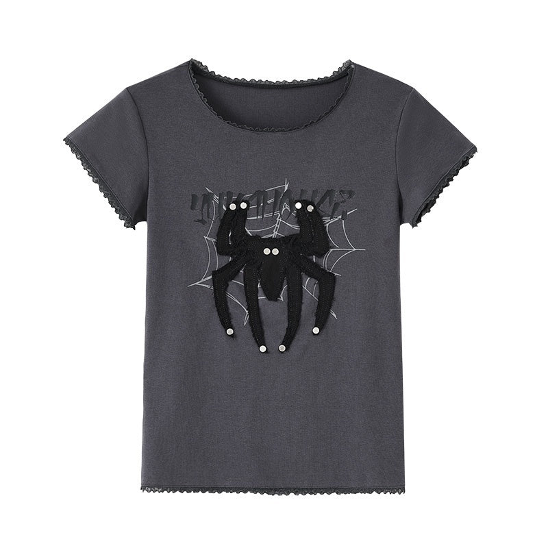 YUKAHOUSE_Vintage_Spider_Print_Slim_Fit_Cotton_Women's_Short_Sleeve_T-shirts_765116136427_MISSTT
