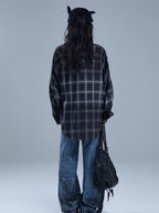 YUKAHOUSE Vintage Striped Plaid Print Patchwork Women's Polyester Long Sleeve Shirts