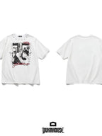 YUKAHOUSE Vintage Wash Graphic Studded Crew Neck Cotton Women's Short Sleeve T-shirts