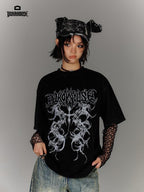 YUKAHOUSE Washed Distressed Loose American Punk Vintage Women's Cotton Short Sleeve T-shirts