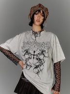 YUKAHOUSE Washed Distressed Loose American Punk Vintage Women's Cotton Short Sleeve T-shirts