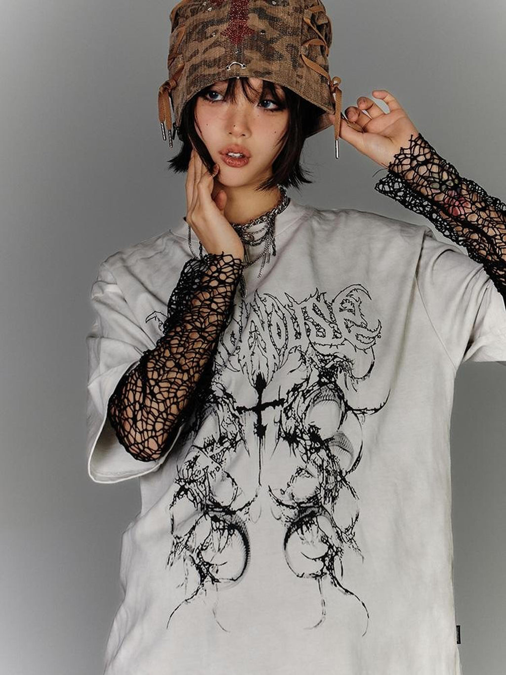 YUKAHOUSE Washed Distressed Loose American Punk Vintage Women's Cotton Short Sleeve T-shirts