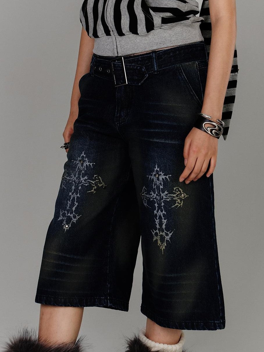 YUKAHOUSE Washed High Waist Loose Fit Cotton Women's Straight Jeans