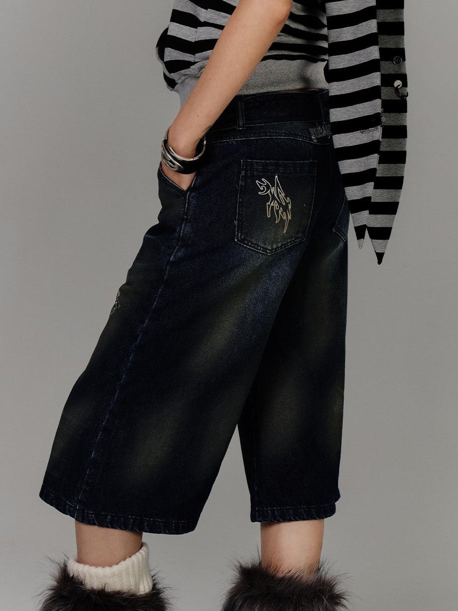 YUKAHOUSE Washed High Waist Loose Fit Cotton Women's Straight Jeans