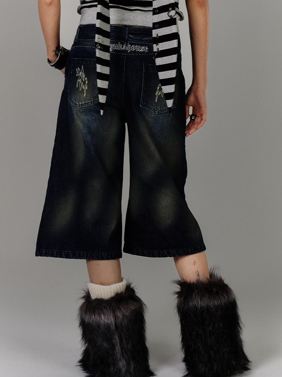 YUKAHOUSE Washed High Waist Loose Fit Cotton Women's Straight Jeans