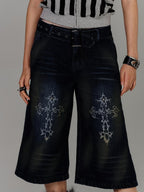 YUKAHOUSE Washed High Waist Loose Fit Cotton Women's Straight Jeans
