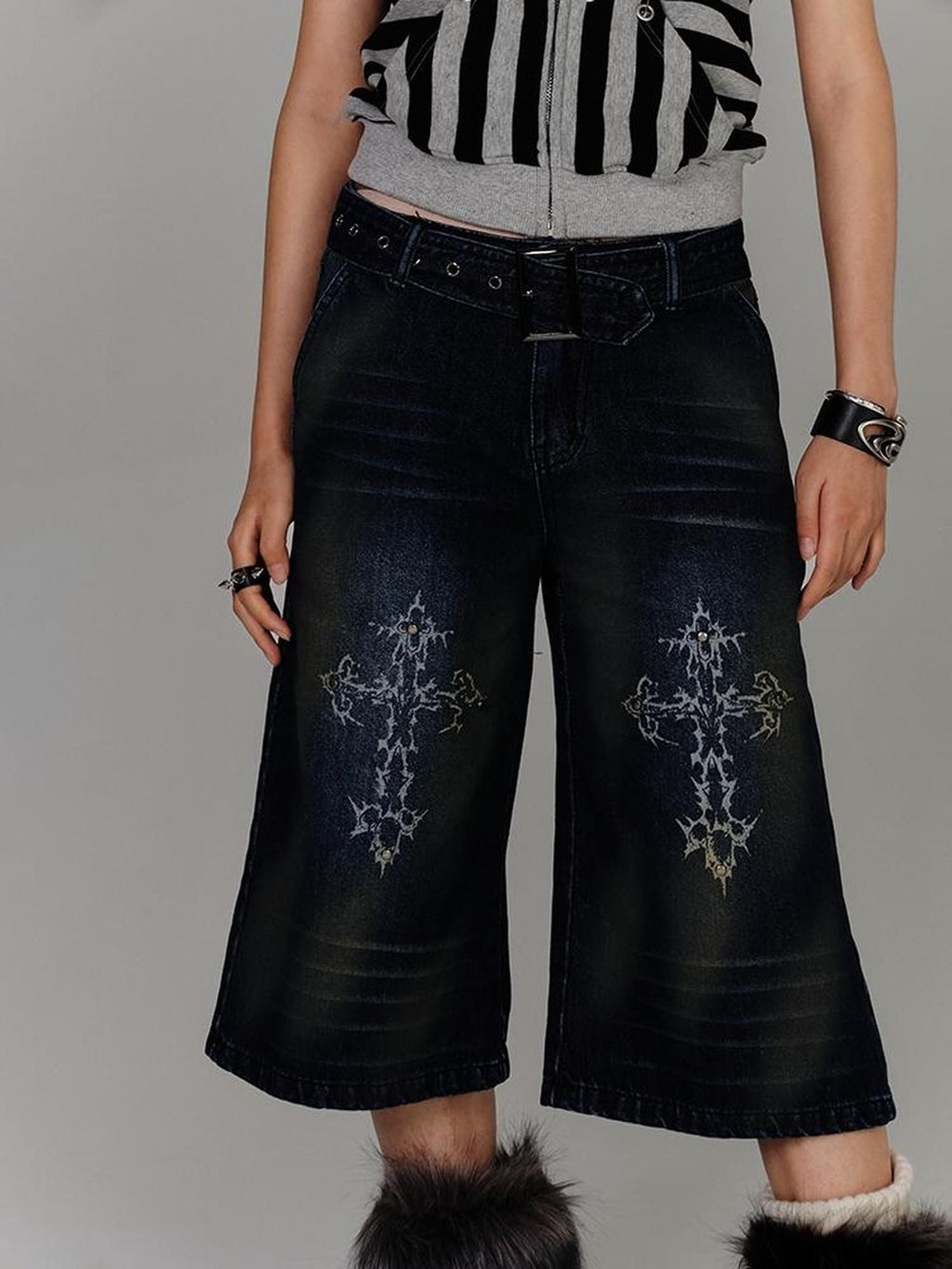 YUKAHOUSE Washed High Waist Loose Fit Cotton Women's Straight Jeans