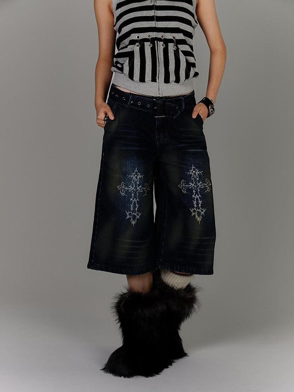 YUKAHOUSE Washed High Waist Loose Fit Cotton Women's Straight Jeans