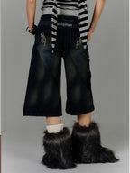 YUKAHOUSE Washed High Waist Loose Fit Cotton Women's Straight Jeans