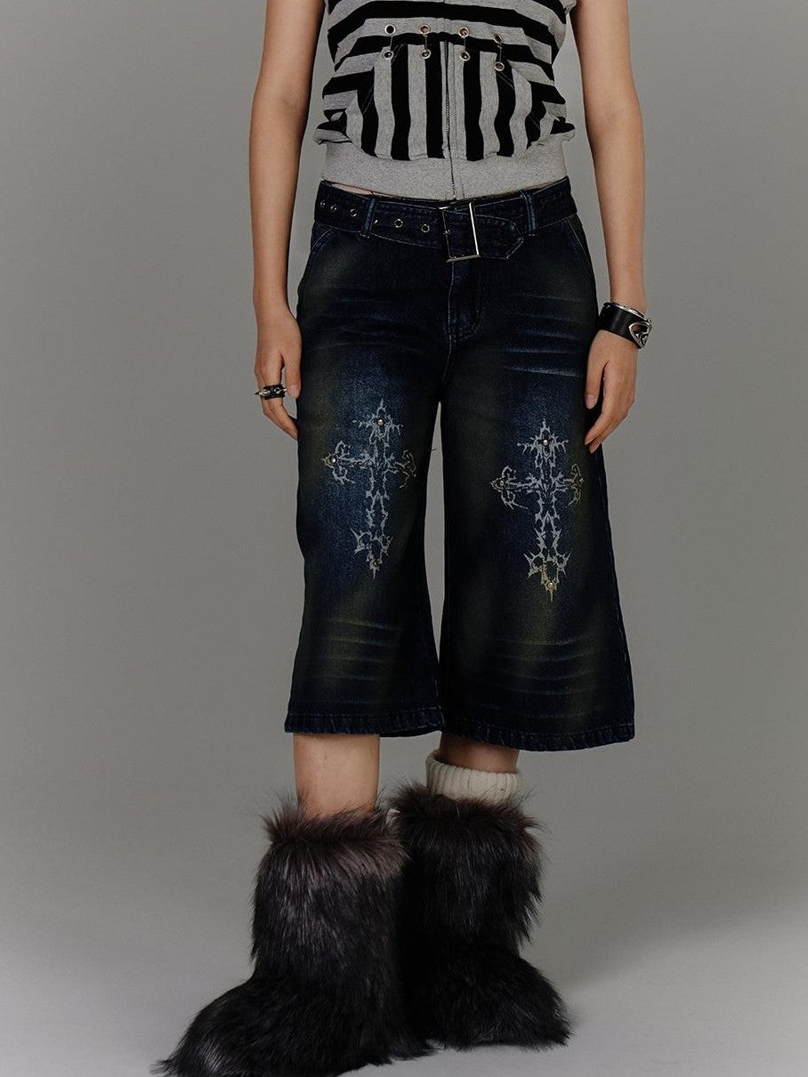 YUKAHOUSE Washed High Waist Loose Fit Cotton Women's Straight Jeans