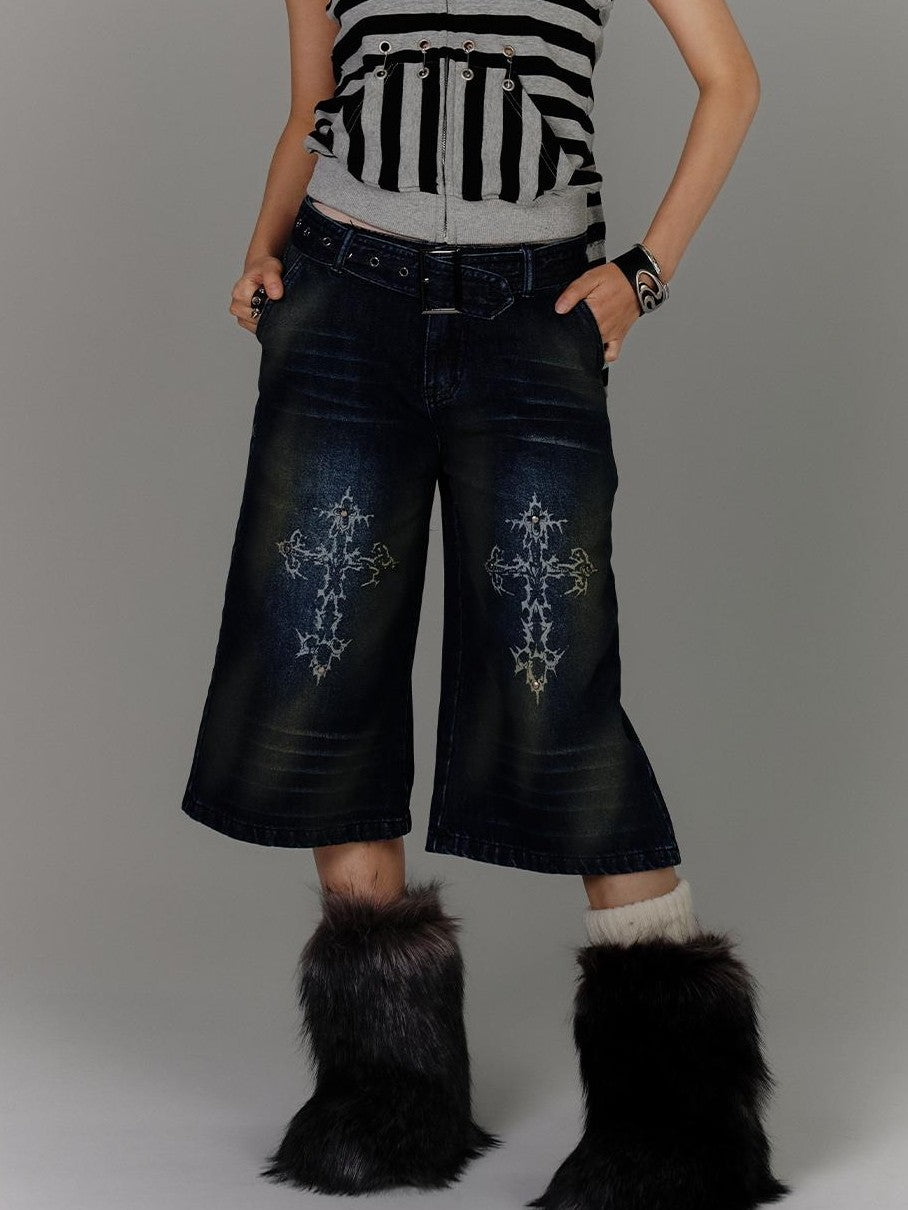 YUKAHOUSE Washed High Waist Loose Fit Cotton Women's Straight Jeans