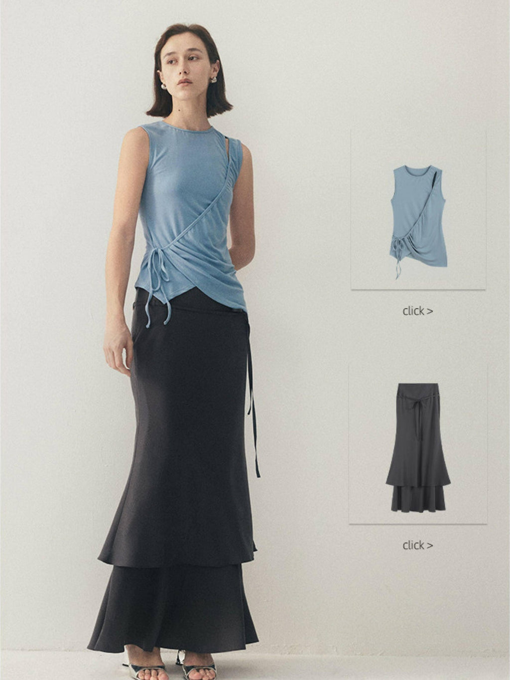 someone sometimes Soft Modal Tencel Minimal Office Double Fishtail Low Waist Women Maxi Skirts