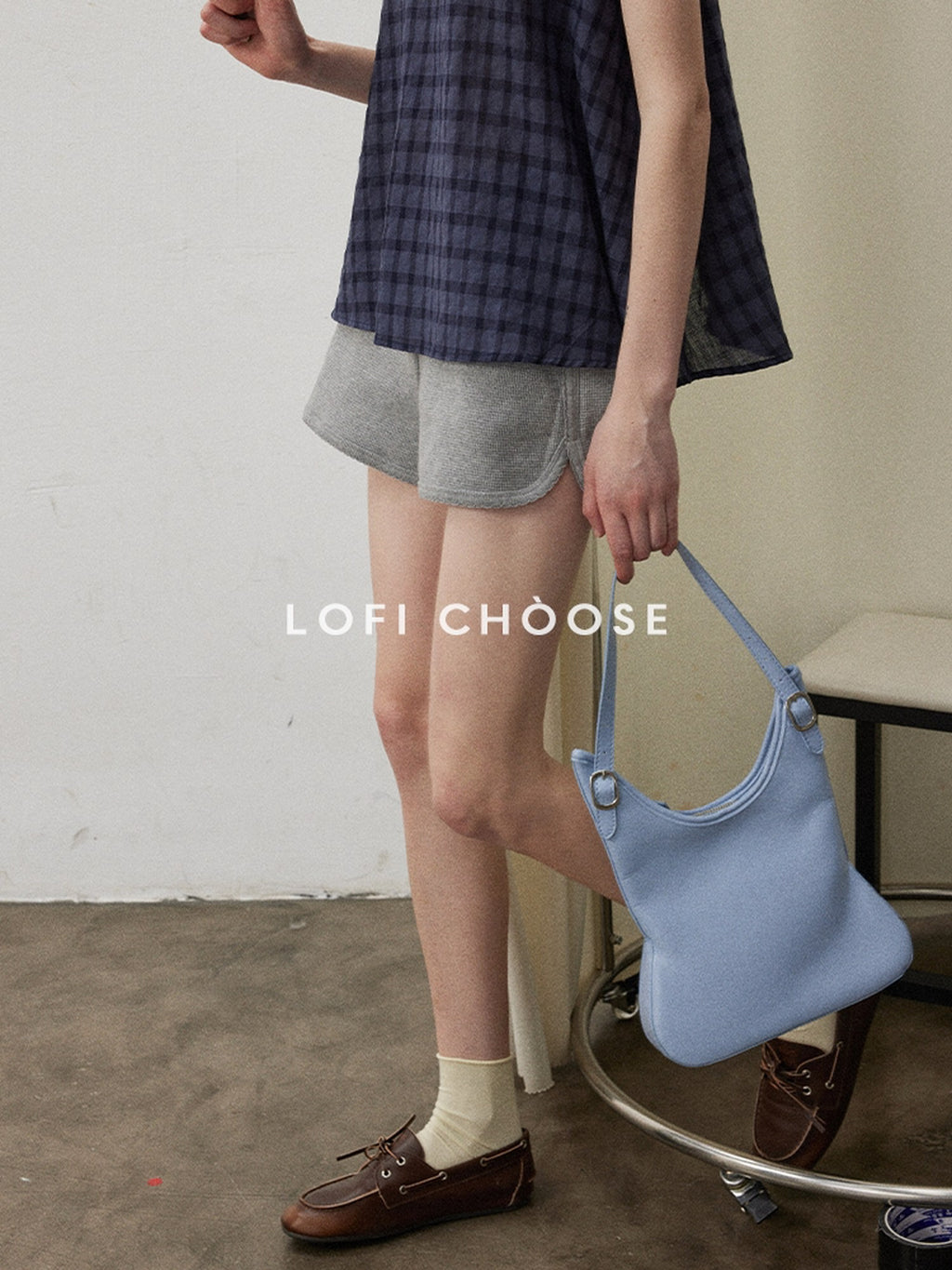 Lofi choose High Waist Loose Straight Leg Women Commuter Grey Casual Mini Shorts