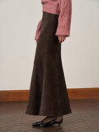 someonesometimes Stretch Mid Rise Slim Mermaid Hem Workwear Solid Polyester Women Midi Skirts
