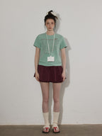 Lofi choose High Waist Lined A Line Puff Office Chic Beige Aubergine Mini Skirts