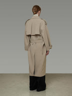 unspoken Online Exclusive Minimalist Loose Fit Midlength Light Khaki Women Trench Coats