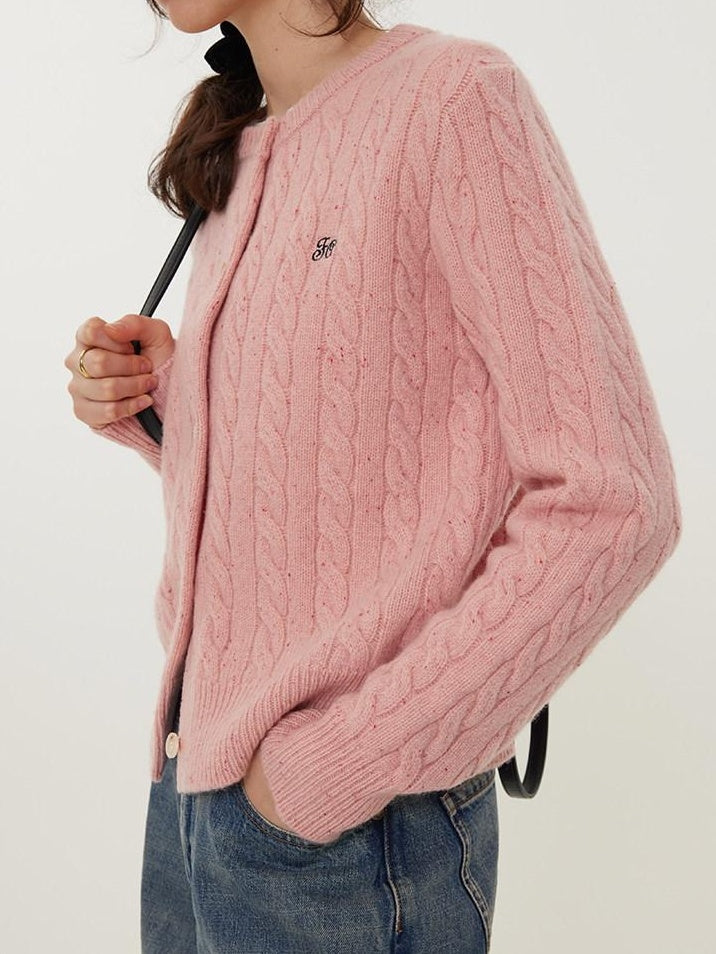 fano Pure Lambswool Minimal Commuter Low Round Neck Button Knitwear Women Cardigans
