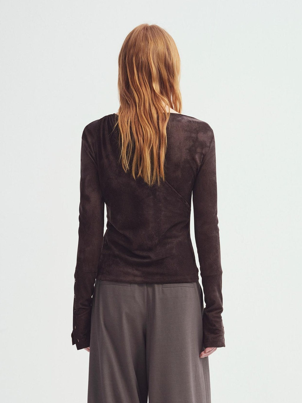 someonesometimes Soft Stretch V-neck Slim Casual Women Polyester Spandex Long Sleeve T-Shirts