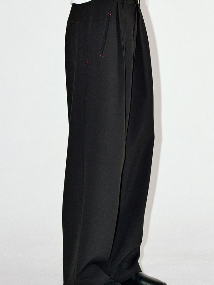 fano Elegant Office Mid Rise Straight Silhouette For Women Black Wide Leg Pants
