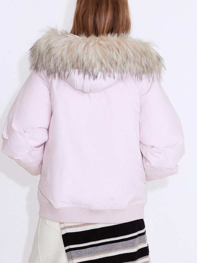 fano White Duck 90 Percent Down Removable Hood Casual Regular Women Pink Down Jackets