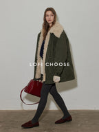Lofi choose 90% White Duck Down Thick Hoodless Commuter Regular Fit Green Down Jackets