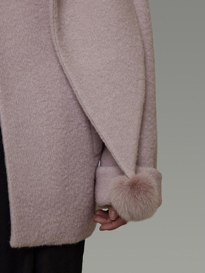 unspoken Cozy Lambswool Midlength Loose Tailored Minimal Women Pink Wool Coats