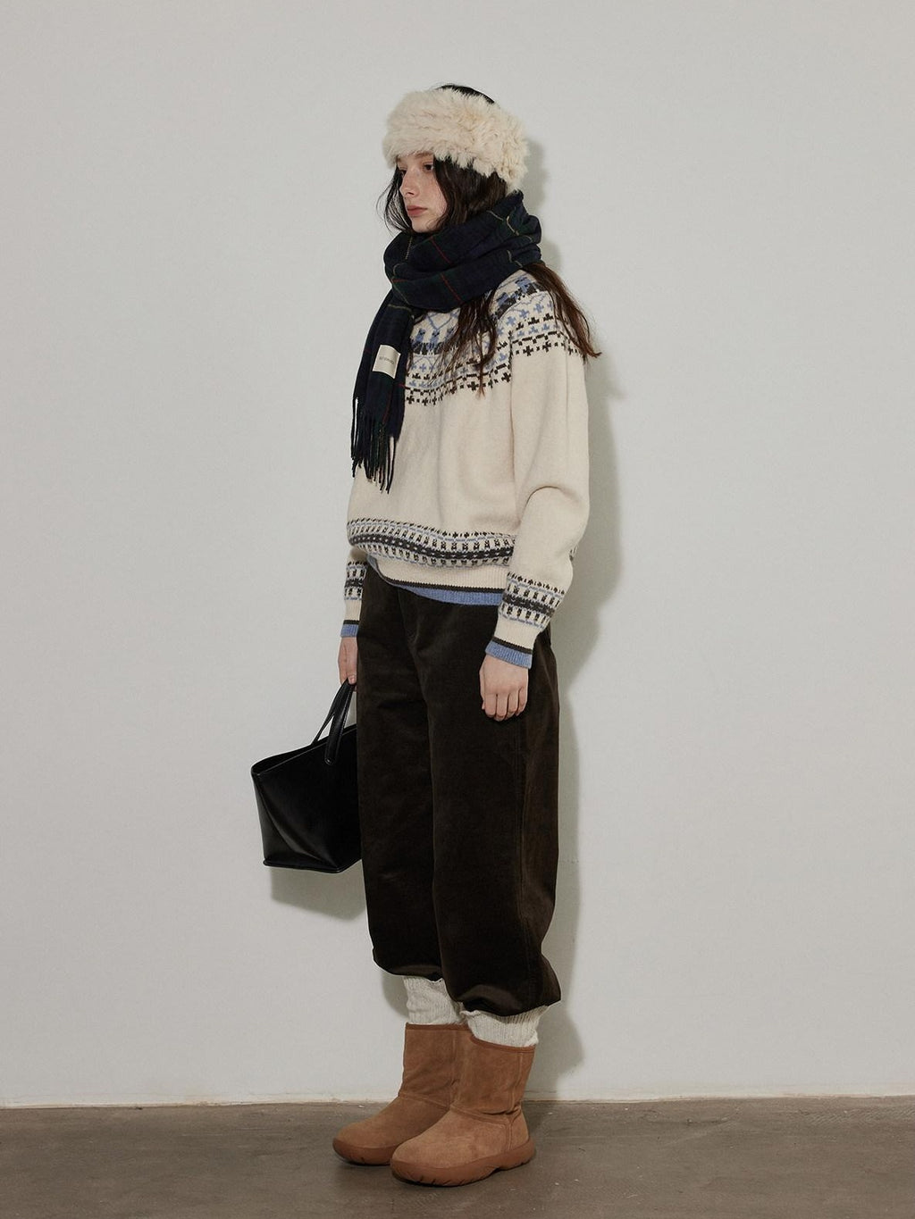 Lofi choose Cozy Heavyweight Office Relaxed Fit Long Sleeve Cream Pullover Sweaters