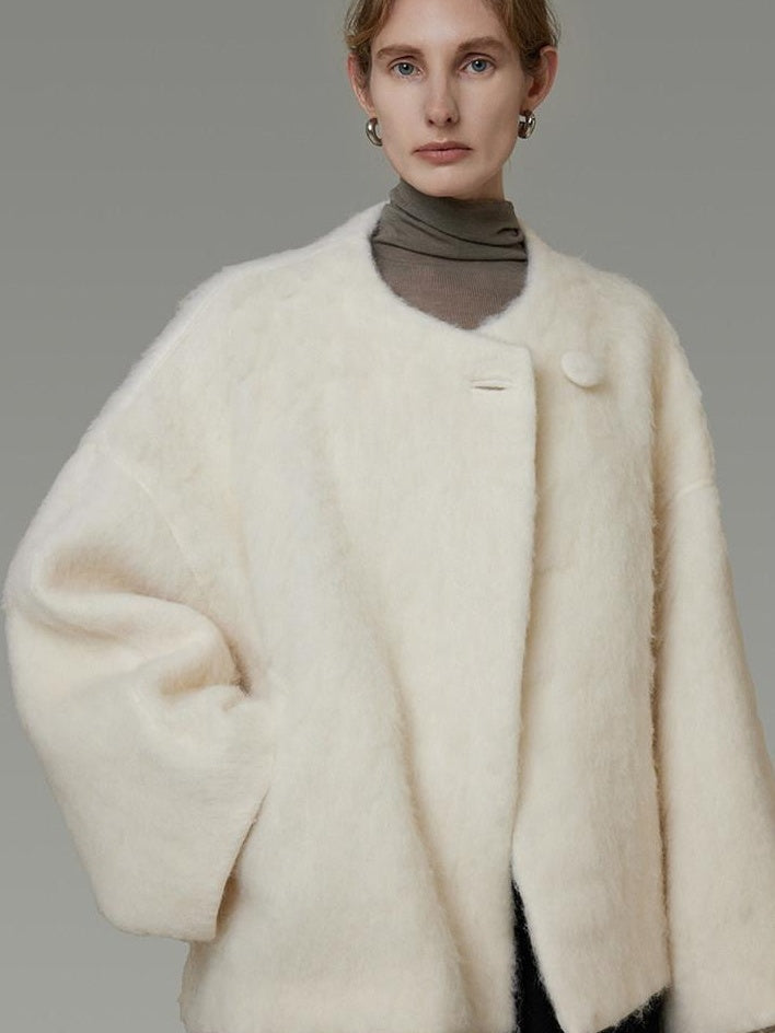 unspoken Premium Sheepswool Thick Tailored Relaxed Office One Button Wool Coats