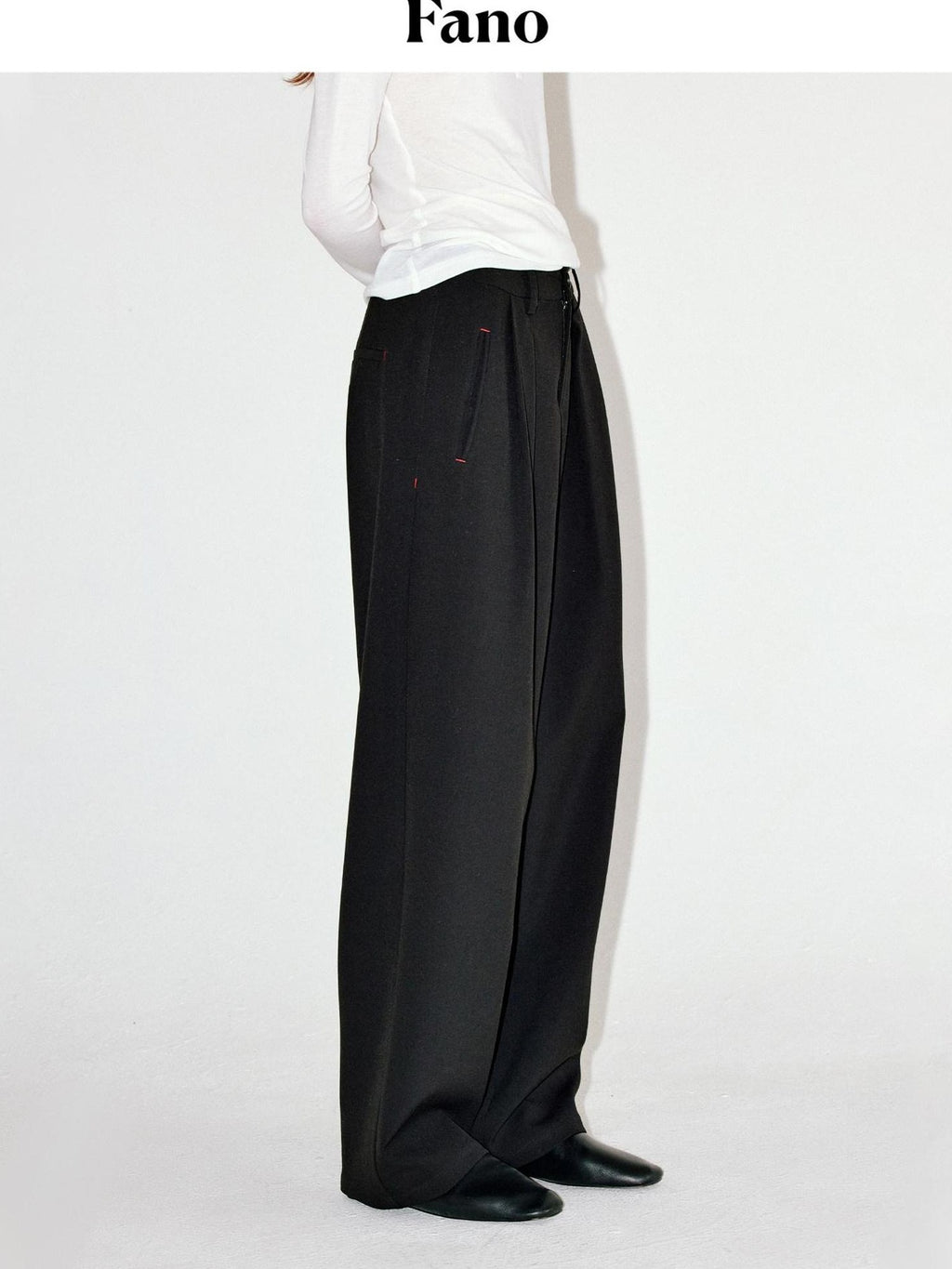 fano Elegant Office Mid Rise Straight Silhouette For Women Black Wide Leg Pants