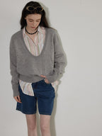 Lofi choose Soft Lightweight V-neck Loose Fit Commuter Office Knit Pullover Sweaters