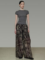 unspoken High Waist Pockets Loose Office Minimal Polyester Olive Brown Wide Leg Pants