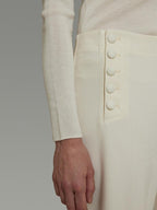 unspoken Breathable High Waist Button Detail Minimal Womens Office White Wide Leg Pants