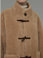 unspoken Warm Faux Fur Lined Vintage Loose Fit Stand Collar Women Daily Long Coats