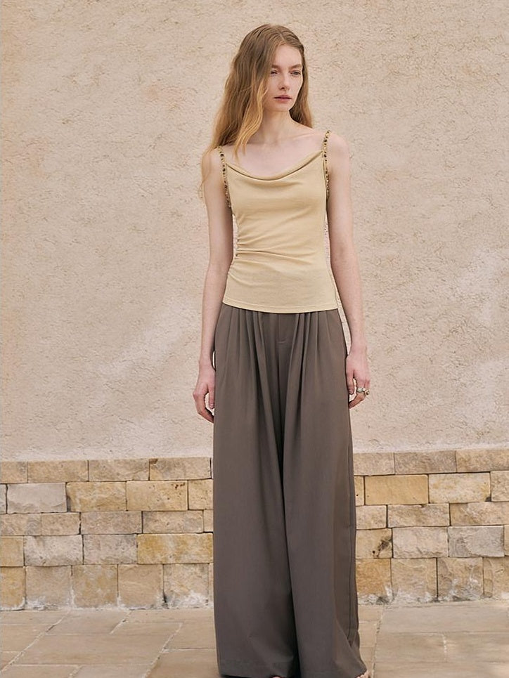 someonesometimes Pleated Zipper Slim Fit Chic Minimalist Women Recycled Fabric Camisoles